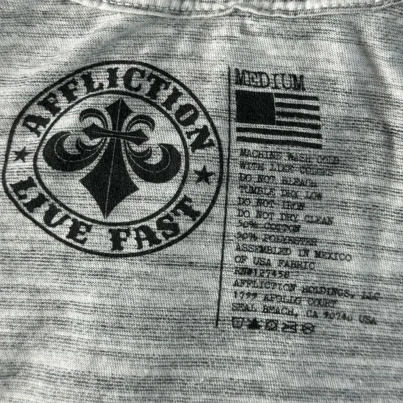 Affliction Men's Short Sleeve Graphic T-shirt -Gray/Black -Various Sizes- NWT - Picture 12 of 13